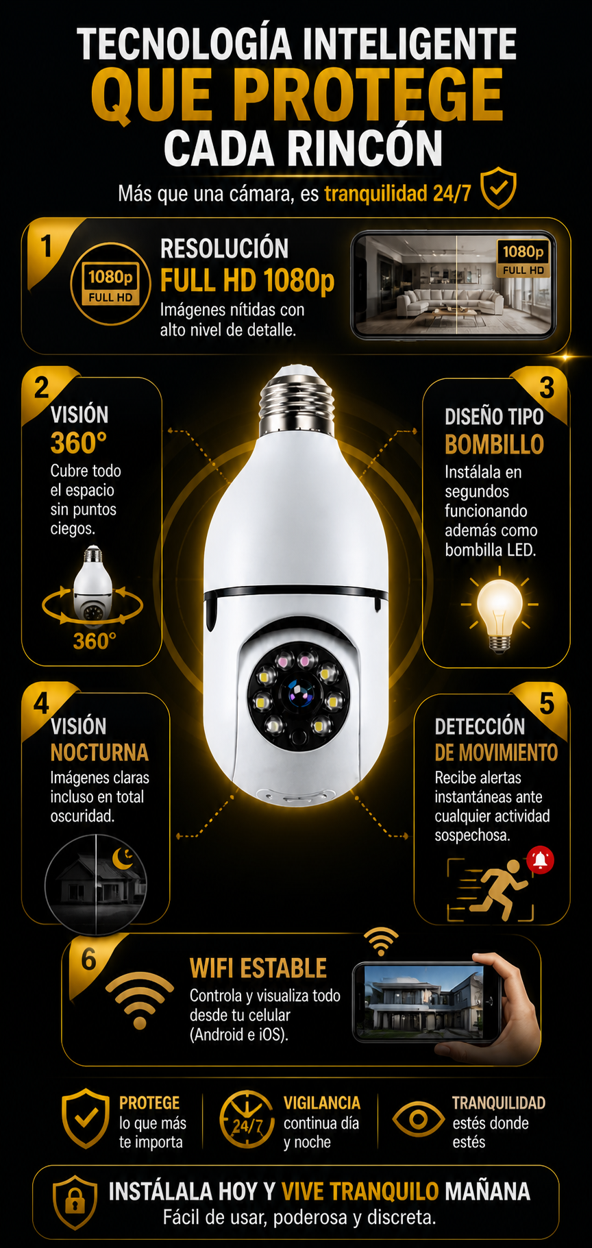 Camara Bombillo De Seguridad 360 NovaGuard