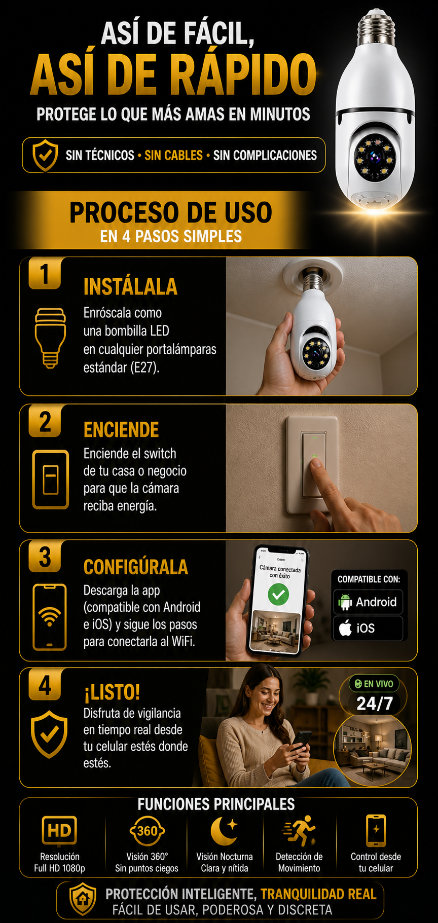 Camara Bombillo De Seguridad 360 NovaGuard